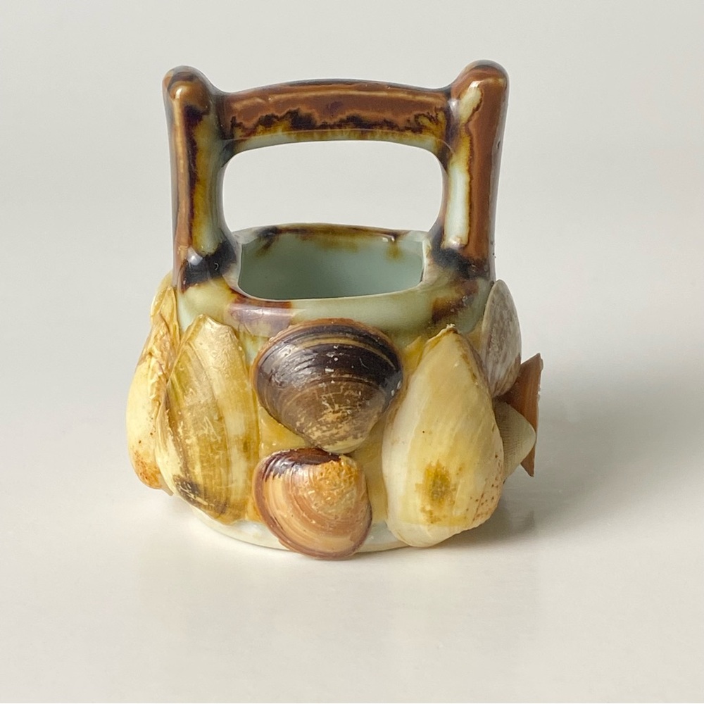 Seashell Decorated Ceramic Basket